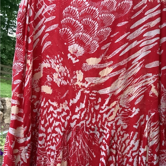 Free People Scoop Neck Sleeveless Beach Print Dress Red XS - Picture 6 of 14